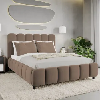 Pat Tapitat Bari cu somiera fixa Cappuccino - Velluto 29 180x200 imagine