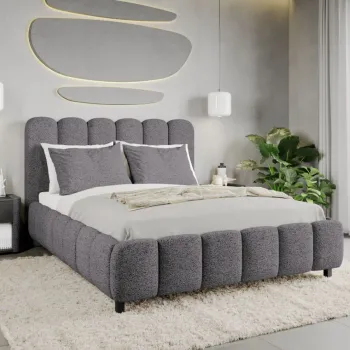 Pat Tapitat Bari cu somiera fixa Gri Inchis - Coral 80 160x200 imagine