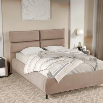 Pat Tapitat Cairo fix cu perne pe spatar Bej - Velluto 3 160x200 imagine