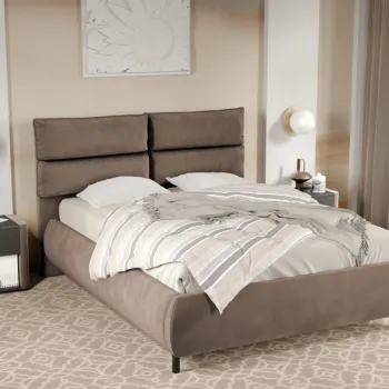 Pat Tapitat Cairo fix cu perne pe spatar Cappuccino - Velluto 29 180x200 imagine