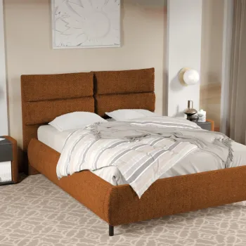 Pat Tapitat Cairo fix cu perne pe spatar Caramiziu - Eden 10 160x200 imagine