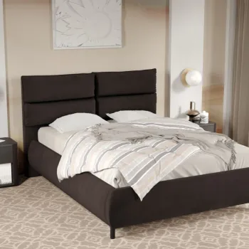 Pat Tapitat Cairo fix cu perne pe spatar Maro - Velluto 6 180x200 imagine