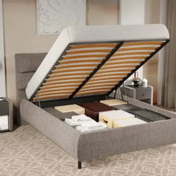 Pat Tapitat Cairo rabatabil cu perne pe spatar Bej - Eden 4 160x200 imagine