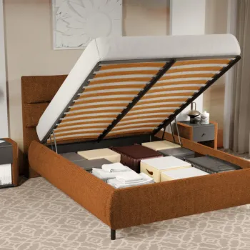 Pat Tapitat Cairo rabatabil cu perne pe spatar Caramiziu - Eden 10 180x200 imagine