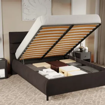 Pat Tapitat Cairo rabatabil cu perne pe spatar Maro - Velluto 6 160x200 imagine