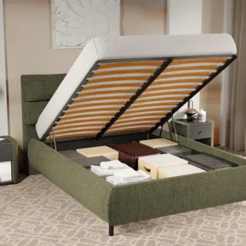 Pat Tapitat Cairo rabatabil cu perne pe spatar Verde inchis - Eden 12 180x200 imagine