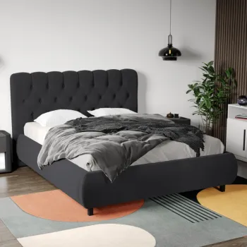 Pat Tapitat Catifea Mega cu somiera fixa Gri antracit - Riviera 97 160x200 imagine