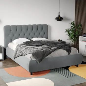 Pat Tapitat Catifea Mega cu somiera fixa Gri - Riviera 91 180x200 imagine