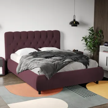 Pat Tapitat Catifea Mega cu somiera fixa Mov - Riviera 69 140x200 imagine