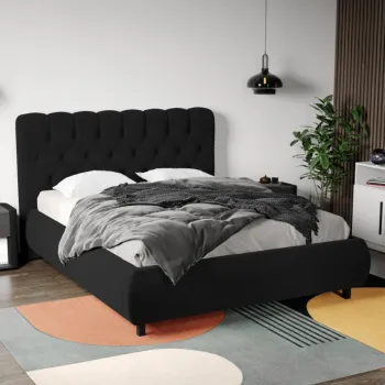 Pat Tapitat Catifea Mega cu somiera fixa Negru - Riviera 100 180x200 imagine