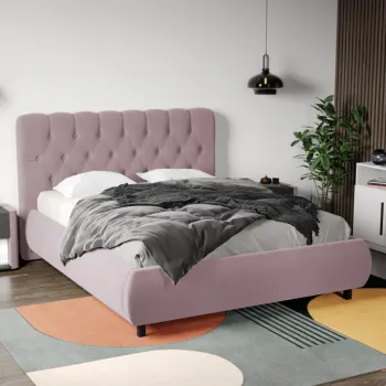 Pat Tapitat Catifea Mega cu somiera fixa Roz - Riviera 62 160x200 imagine