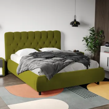 Pat Tapitat Catifea Mega cu somiera fixa Verde deschis - Riviera 36 140x200 imagine
