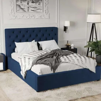 Pat Tapitat Catifea Riviera cu somiera fixa Albastru inchis - Riviera 81 140x200 imagine