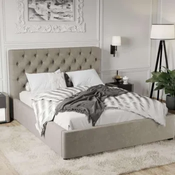 Pat Tapitat Catifea Riviera cu somiera fixa Bej - Riviera 16 160x200 imagine