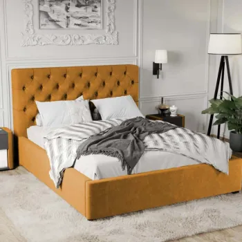 Pat Tapitat Catifea Riviera cu somiera fixa Galben mustar - Riviera 41 160x200 imagine