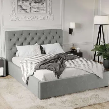 Pat Tapitat Catifea Riviera cu somiera fixa Gri - Riviera 91 140x200 imagine