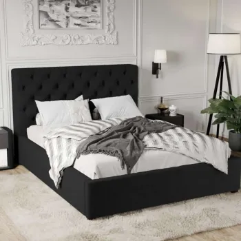 Pat Tapitat Catifea Riviera cu somiera fixa Negru - Riviera 100 180x200 imagine