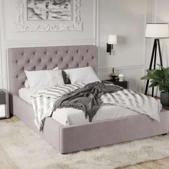 Pat Tapitat Catifea Riviera cu somiera fixa Roz - Riviera 62 180x200 imagine