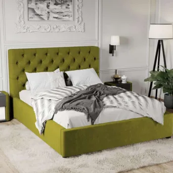 Pat Tapitat Catifea Riviera cu somiera fixa Verde deschis - Riviera 36 180x200 imagine