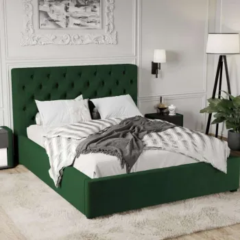 Pat Tapitat Catifea Riviera cu somiera fixa Verde inchis - Riviera 38 180x200 imagine