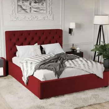 Pat Tapitat Catifea Riviera cu somiera fixa Visiniu - Riviera 61 160x200 imagine