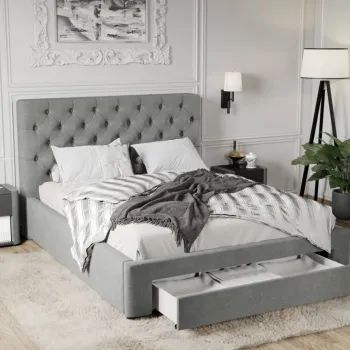 Pat Tapitat Catifea Riviera cu somiera si sertar Gri - Riviera 91 160x200 imagine