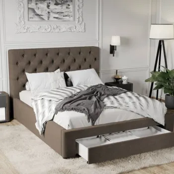 Pat Tapitat Catifea Riviera cu somiera si sertar Maro - Riviera 26 160x200 imagine