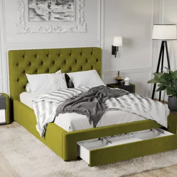 Pat Tapitat Catifea Riviera cu somiera si sertar Verde deschis - Riviera 36 160x200 imagine