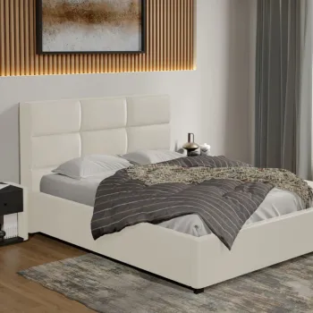 Pat tapitat Cico fix 170 x 114 C1 din piele/stofa Alb - Nube 1 160x200 imagine