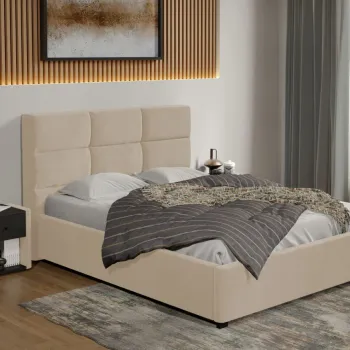 Pat tapitat Cico fix 170 x 114 C1 din piele/stofa Bej - Falcone 102 160x200 imagine