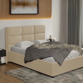 Pat tapitat Cico fix 170 x 114 C1 din piele/stofa Crem - Nube 4 160x200 imagine