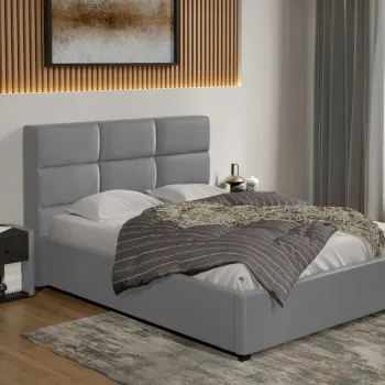 Pat tapitat Cico fix 170 x 114 C1 din piele/stofa Gri - Nube 81 160x200 imagine