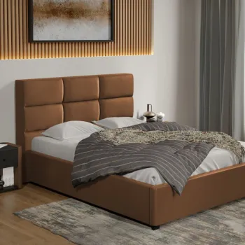 Pat tapitat Cico fix 170 x 114 C1 din piele/stofa Maro - Nube 23 180x200 imagine