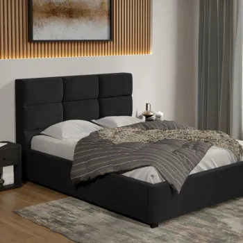 Pat tapitat Cico fix 170 x 114 C1 din piele/stofa Negru - Falcone 14 160x200 imagine