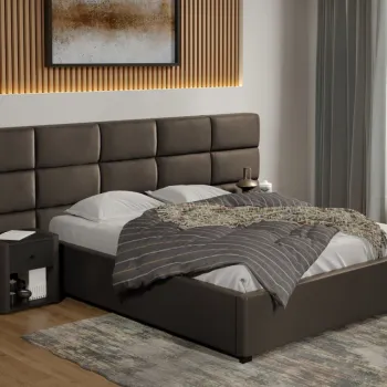 Pat tapitat Cico fix 287 x 114 C2 din piele/stofa Ciocolatiu - Nube 29 140x200 imagine