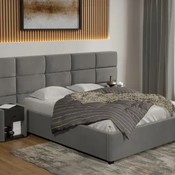 Pat tapitat Cico fix 287 x 114 C2 din piele/stofa Gri - Falcone 21 160x200 imagine