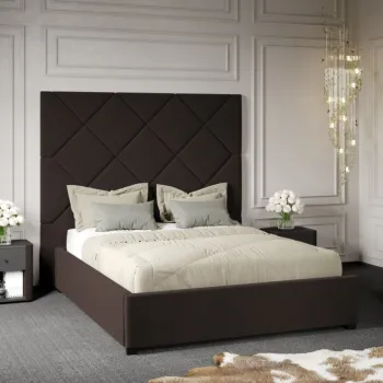 Pat Tapitat cu Panou Inalt C2 Dubai cu somiera fixa Maro - Velluto 6 180x200 imagine