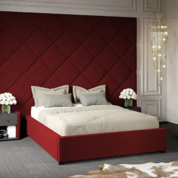 Pat Tapitat cu Panou Inalt C3 Dubai cu somiera fixa Grena - Velluto 7 180x200 imagine