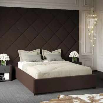 Pat Tapitat cu Panou Inalt C3 Dubai cu somiera fixa Maro - Velluto 6 160x200 imagine