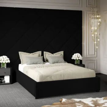 Pat Tapitat cu Panou Inalt C3 Dubai cu somiera fixa Negru - Velluto 20 160x200 imagine