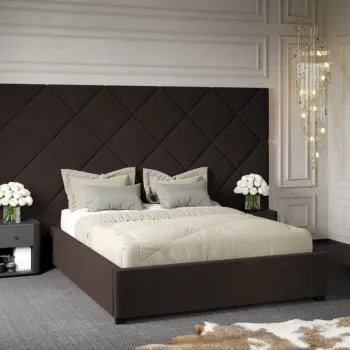 Pat Tapitat cu Panou Inalt C4 Dubai cu somiera fixa Maro - Velluto 6 180x200 imagine