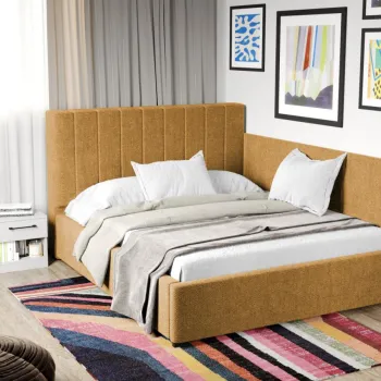 Pat Tapitat de colt Adam cu somiera fixa Galben - Eden 11 140x200 imagine