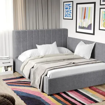 Pat Tapitat de colt Adam cu somiera fixa Gri - Eden 18 140x200 imagine