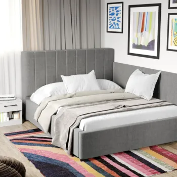 Pat Tapitat de colt Adam cu somiera fixa Gri - Falcone 21 160x200 imagine