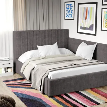 Pat Tapitat de colt Adam cu somiera fixa Gri - Poso 22 160x200 imagine