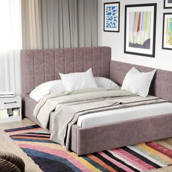 Pat Tapitat de colt Adam cu somiera fixa Roz - Poso 27 140x200 imagine