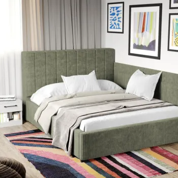 Pat Tapitat de colt Adam cu somiera fixa Vernil - Poso 47 180x200 imagine