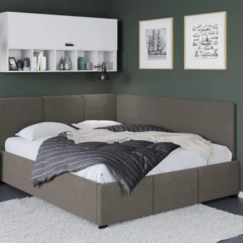 Pat Tapitat de colt Avelis cu somiera fixa Cappuccino - Swing 4 180x200 imagine