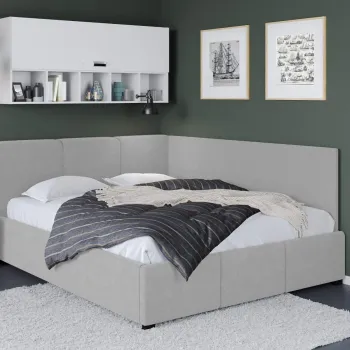 Pat Tapitat de colt Avelis cu somiera fixa Gri - Swing 16 160x200 imagine