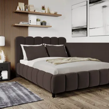 Pat Tapitat de colt Bari cu somiera fixa Maro - Velluto 6 180x200 imagine